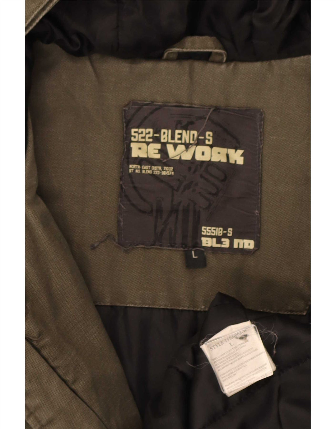 Blend pentru bărbați jachetă parka cu glugă UK 40 mare bumbac kaki