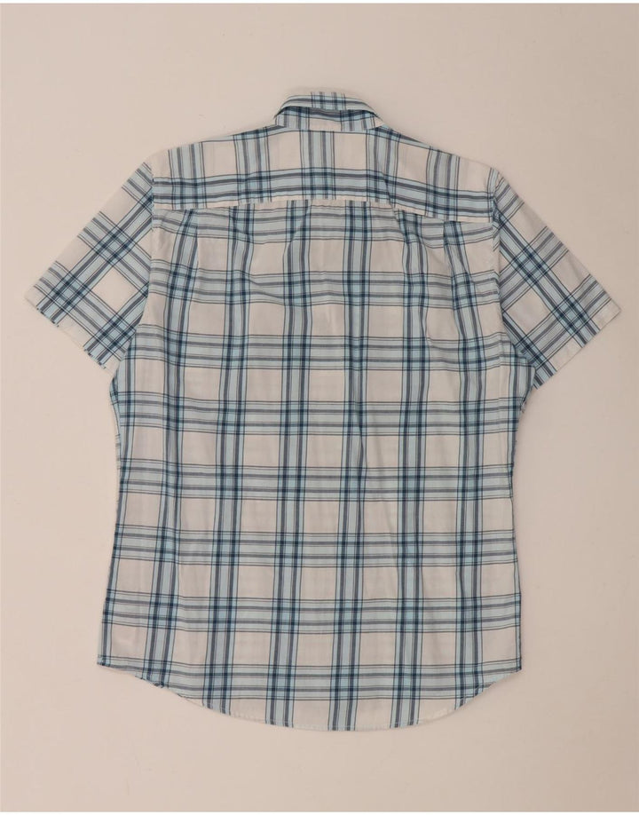 Cămașă pentru bărbați Gap cu mânecă scurtă, slim fit, din bumbac alb mediu cu carouri