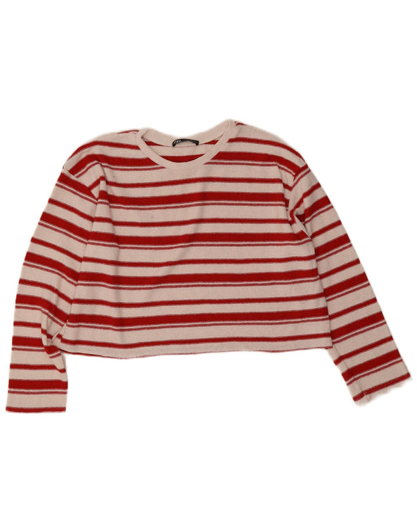 Pulover de damă Zara cu gât de barcă, cu dungi alb, mediu, UK 14