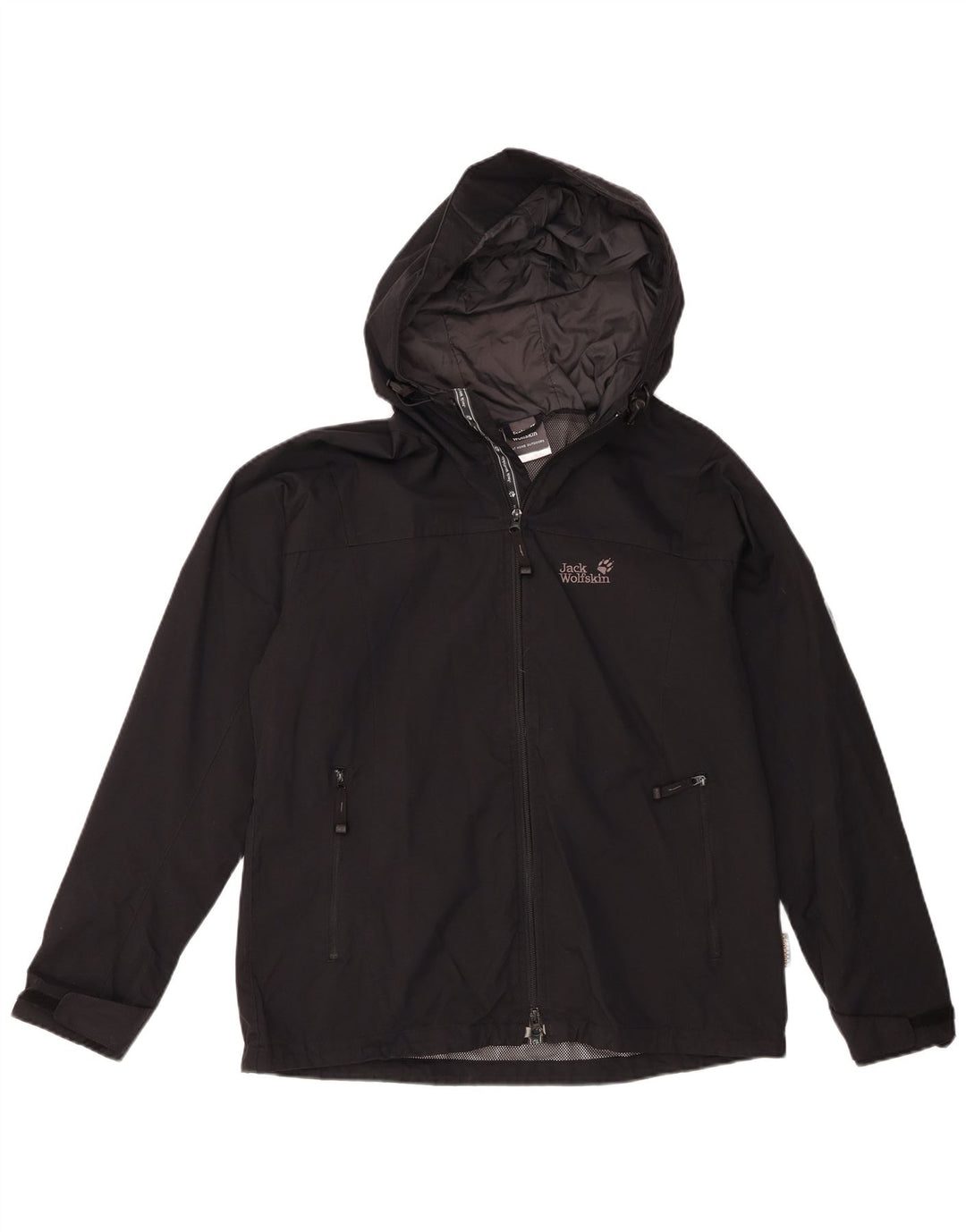 Jack Wolfskin Jachetă de ploaie cu glugă pentru femei UK 16 Poliamidă neagră mare