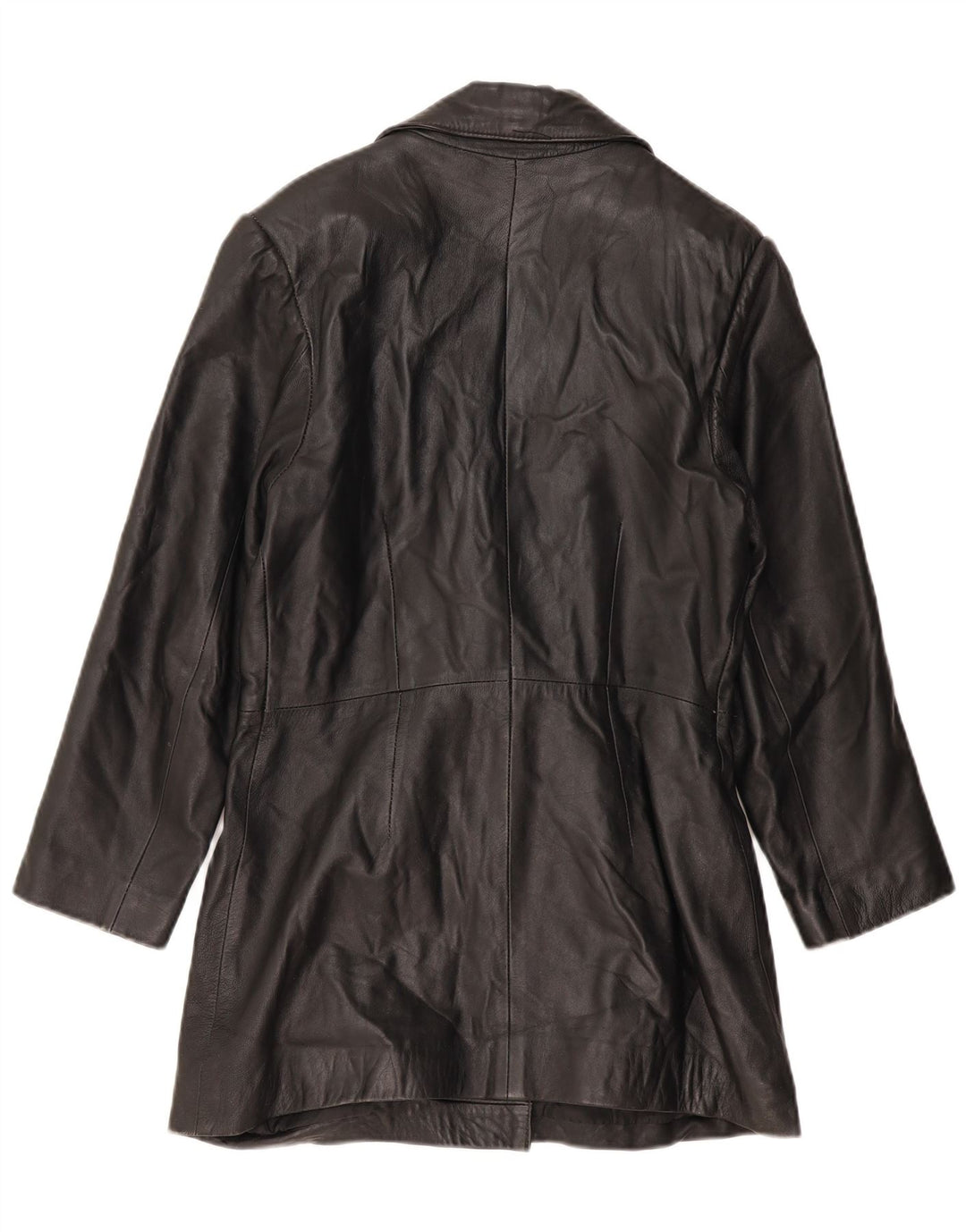 Palton de piele pentru femei VINTAGE UK 14, mare, neagră