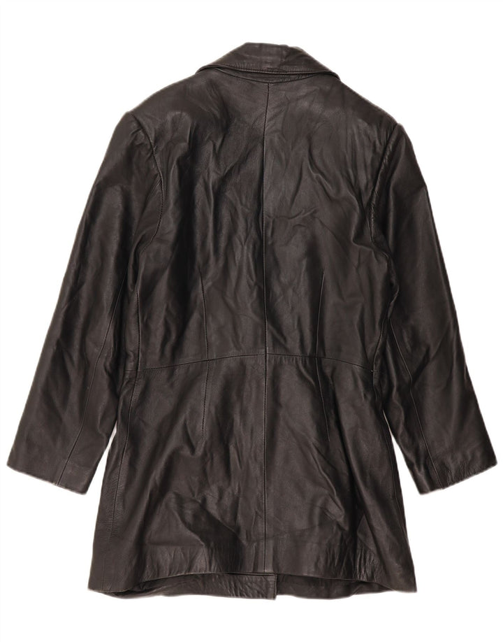 Palton de piele pentru femei VINTAGE UK 14, mare, neagră