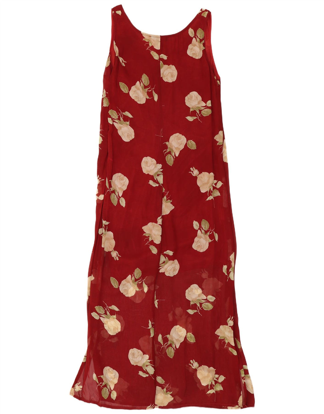 Rochie maxi fără mâneci Paris pentru femei UK 12 Medium Red Floral Viscose