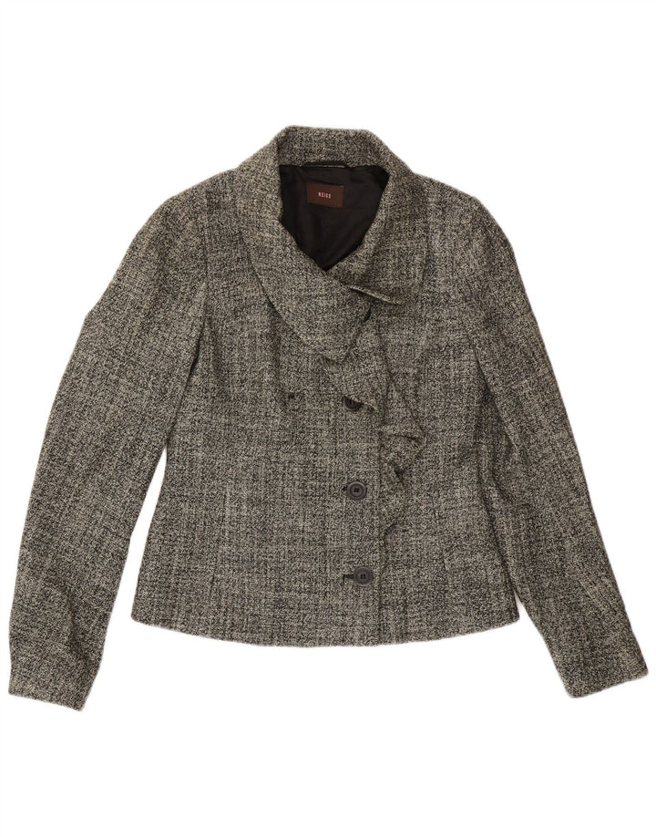 Sacou blazer pentru femei Reiss, cu 4 nasturi, UK 10, lână gri mică