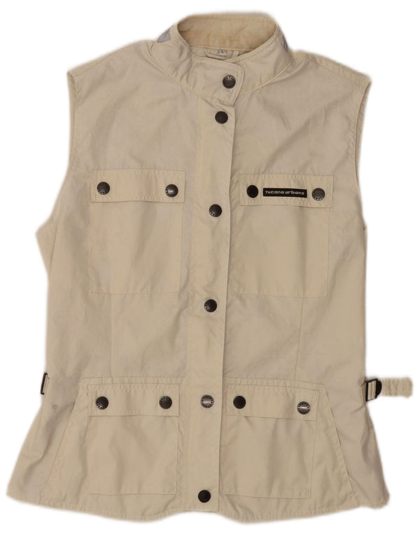Tucano Urbano Womens Utility Gilet UK 16 Large Beige Polyester