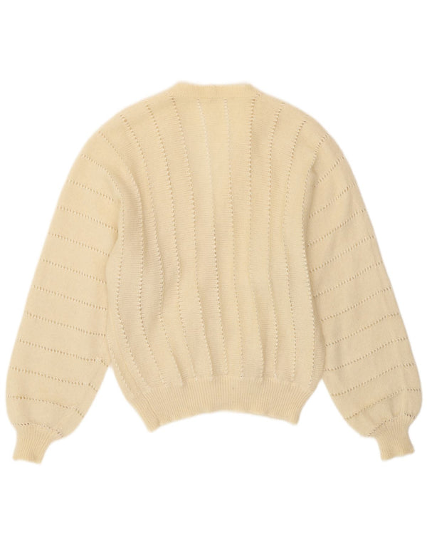 Pulover cardigan vintage pentru femei UK 14 Medium Off White