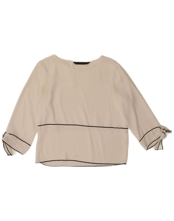 Bluză pentru femei Zara, cu mâneci 3/4, UK 6 XS, poliester alb