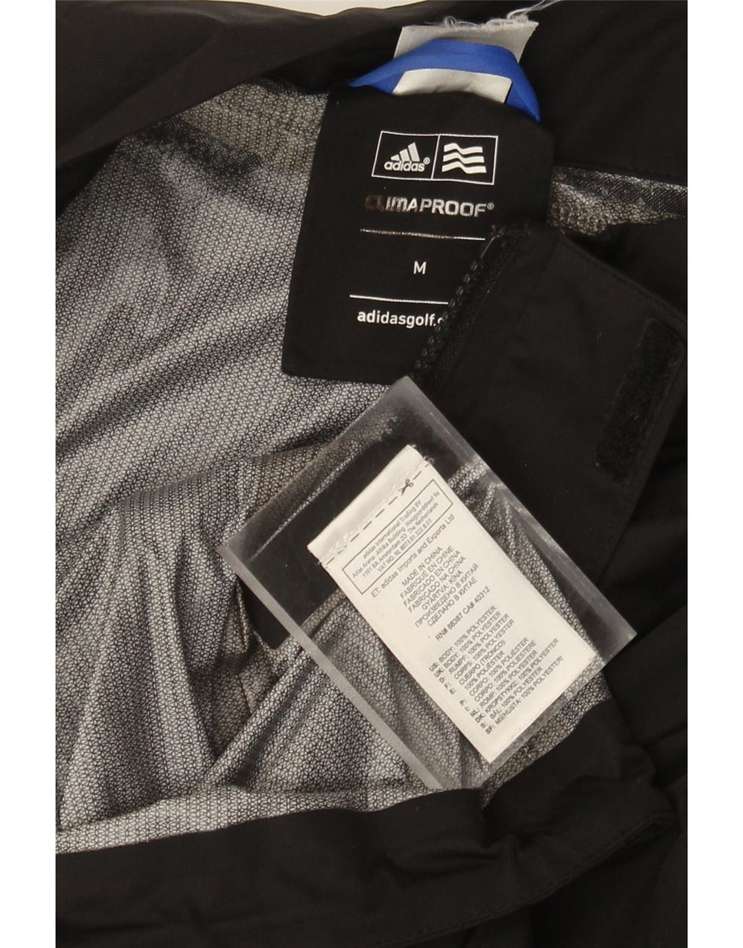 Jachetă de ploaie pentru bărbați Adidas Clima Proof Graphic UK 38 Poliester mediu negru