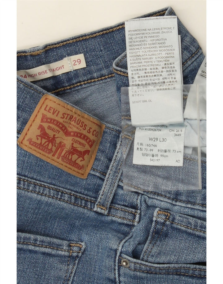 Blugi drepți cu talie mare 724 pentru femei LEVI'S L29 L30 bumbac albastru