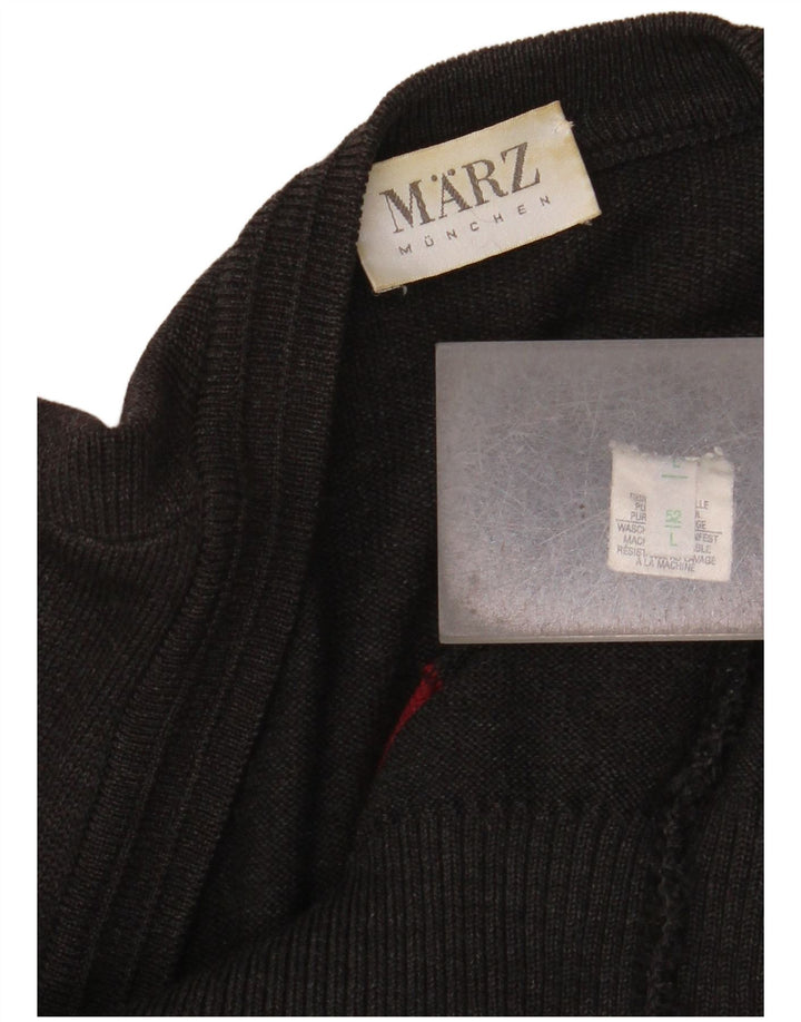 Pulover cardigan Marz pentru bărbați, lână nouă, gri geometric, mare