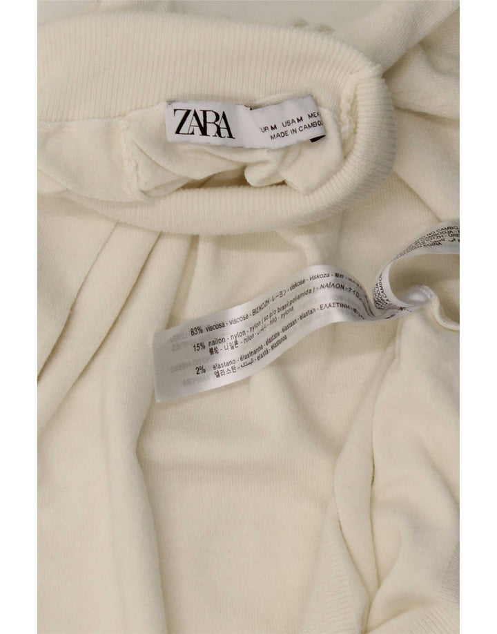 Pulover pentru femei cu mânecă scurtă cu gât rulat Zara UK 12 Medium White