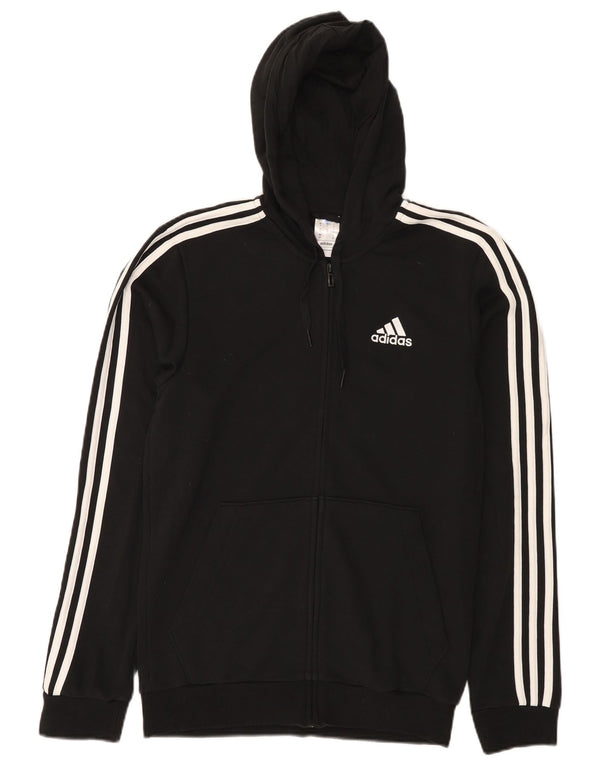 Pulover Adidas pentru bărbați, cu fermoar, bumbac, negru