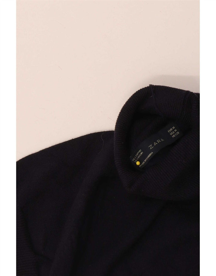 Pulover pentru femei Zara cu mânecă scurtă cu gât rulat, Marea Britanie 12 Medium Bleumarin