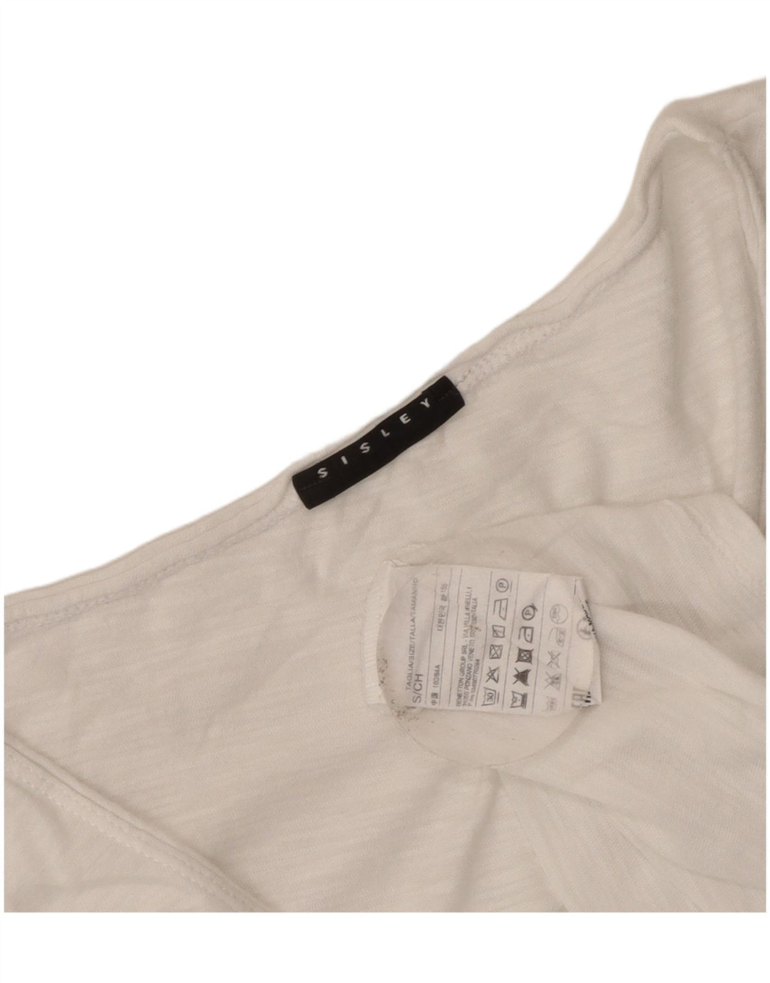 Sisley Crop Vest Top pentru femei UK 8 Small Bumbac alb