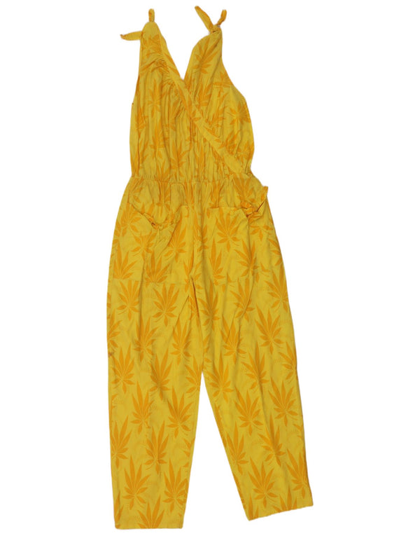 Vintage Womens Sleeveless Jumpsuit UK 12 Medium Yellow Floral