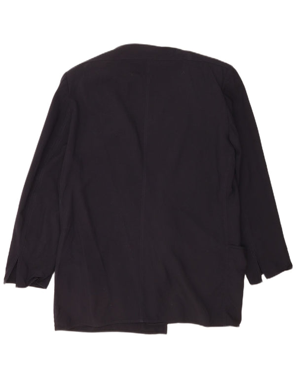 Jachetă Blazer deschisă, Vintage, pentru femei, cu tăiere largă, IT 46 Lână mare, albastru bleumarin