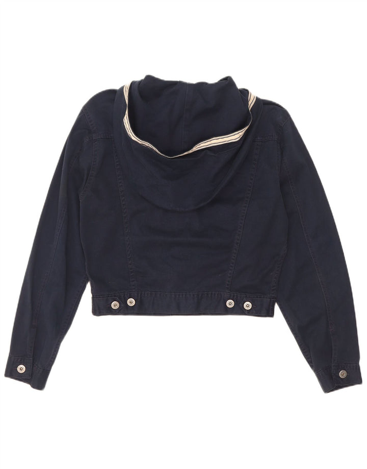 Jachetă de blugi cu glugă, supradimensionată, pentru femei, Benetton, IT 40, bleumarin, mic