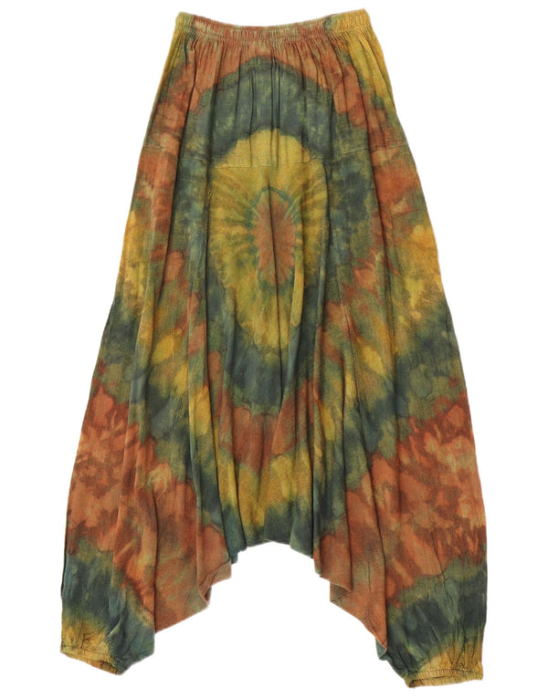 Pantaloni harem vintage pentru femei, mari W34 L27, bumbac multicolor Tie Dye
