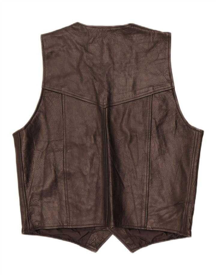 Vestă din piele vintage pentru bărbați XL din piele neagră