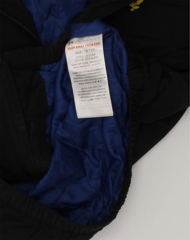 LYLE & SCOTT Boys Hooded Bomber Jacket 10-11 Years Black Cotton | Vintage Lyle & Scott | Thrift | Second-Hand Lyle & Scott | Used Clothing | Messina Hembry 