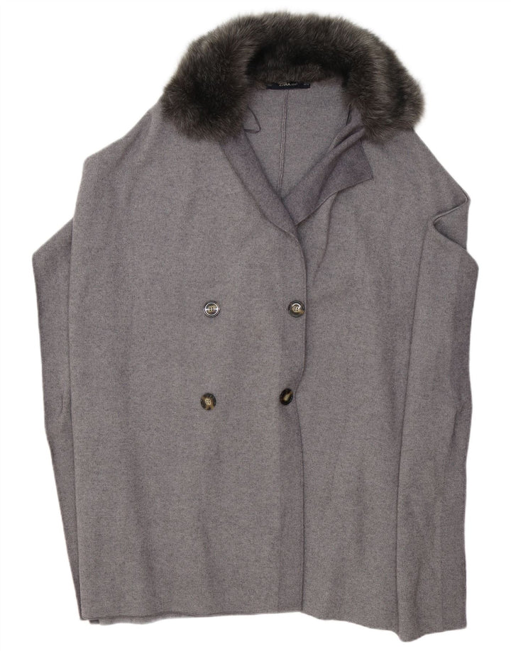 Poncho pentru femei Zara UK 10 Mic Gri Viscoză