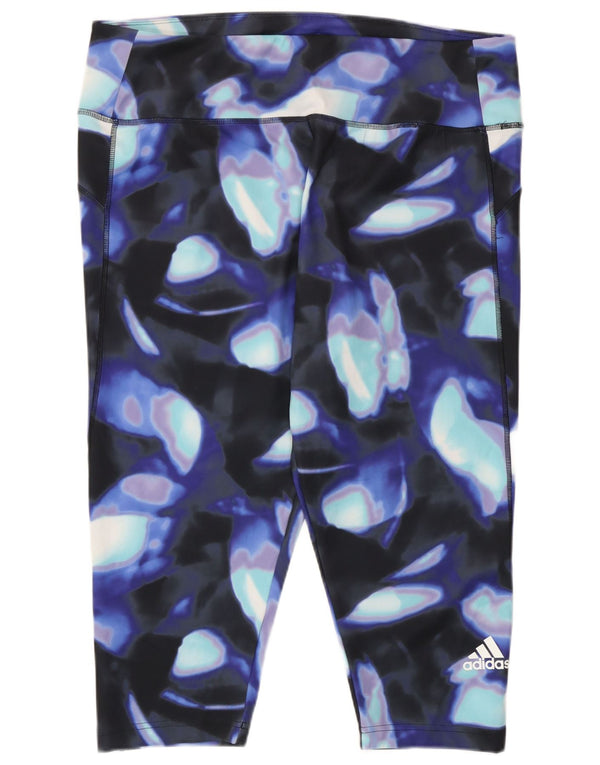 Leggings Adidas pentru femei Aeroready cu model abstract, Marea Britanie 24/26 2XL, bleumarin