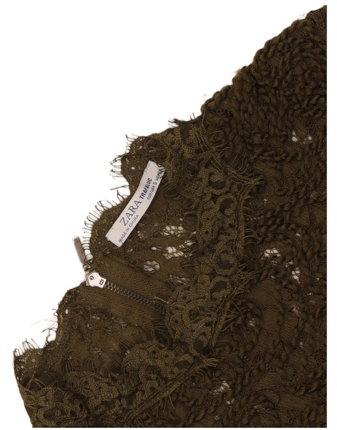 Bluză transparentă din dantelă pentru femei Zara UK 8 Small Khaki
