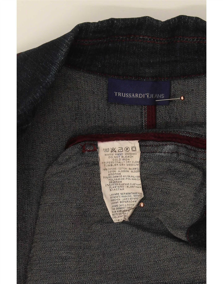 Jachetă pentru femei Trussardi Jeans din denim cu 3 nasturi IT 46 Mare bleumarin