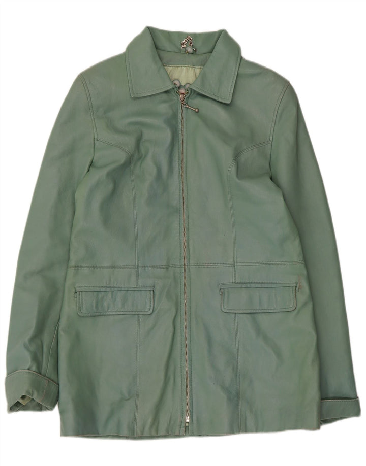 Jachetă de piele BIKO pentru femei EU 40 din piele verde medie
