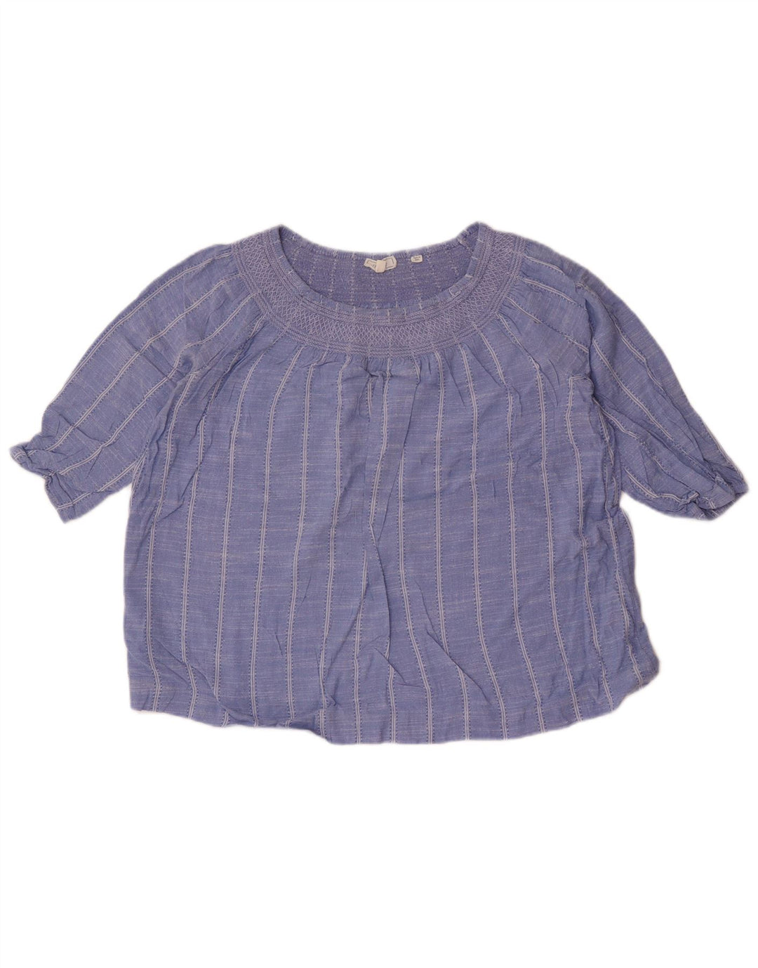 Fat Face pentru femei Crop supradimensionat Top cu mâneci 3/4 UK 10 Small Blue Striped