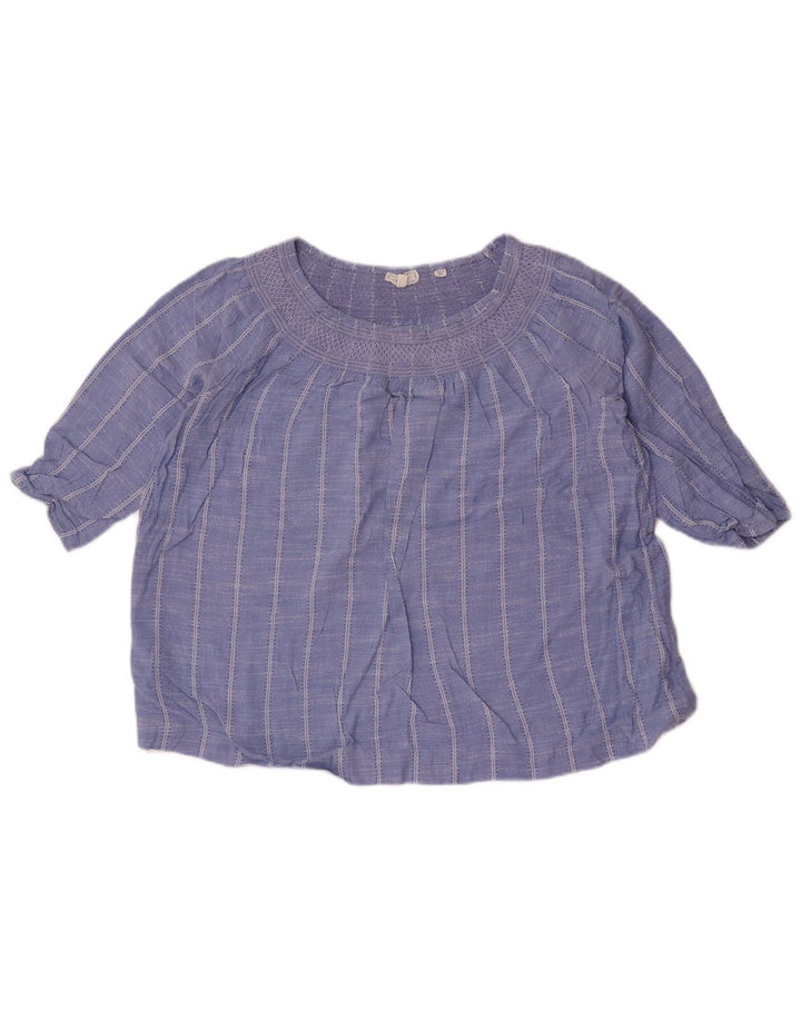 Fat Face pentru femei Crop supradimensionat Top cu mâneci 3/4 UK 10 Small Blue Striped