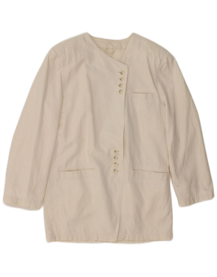 Jachetă pentru femei VINTAGE cu paragate UK 14 Medium White