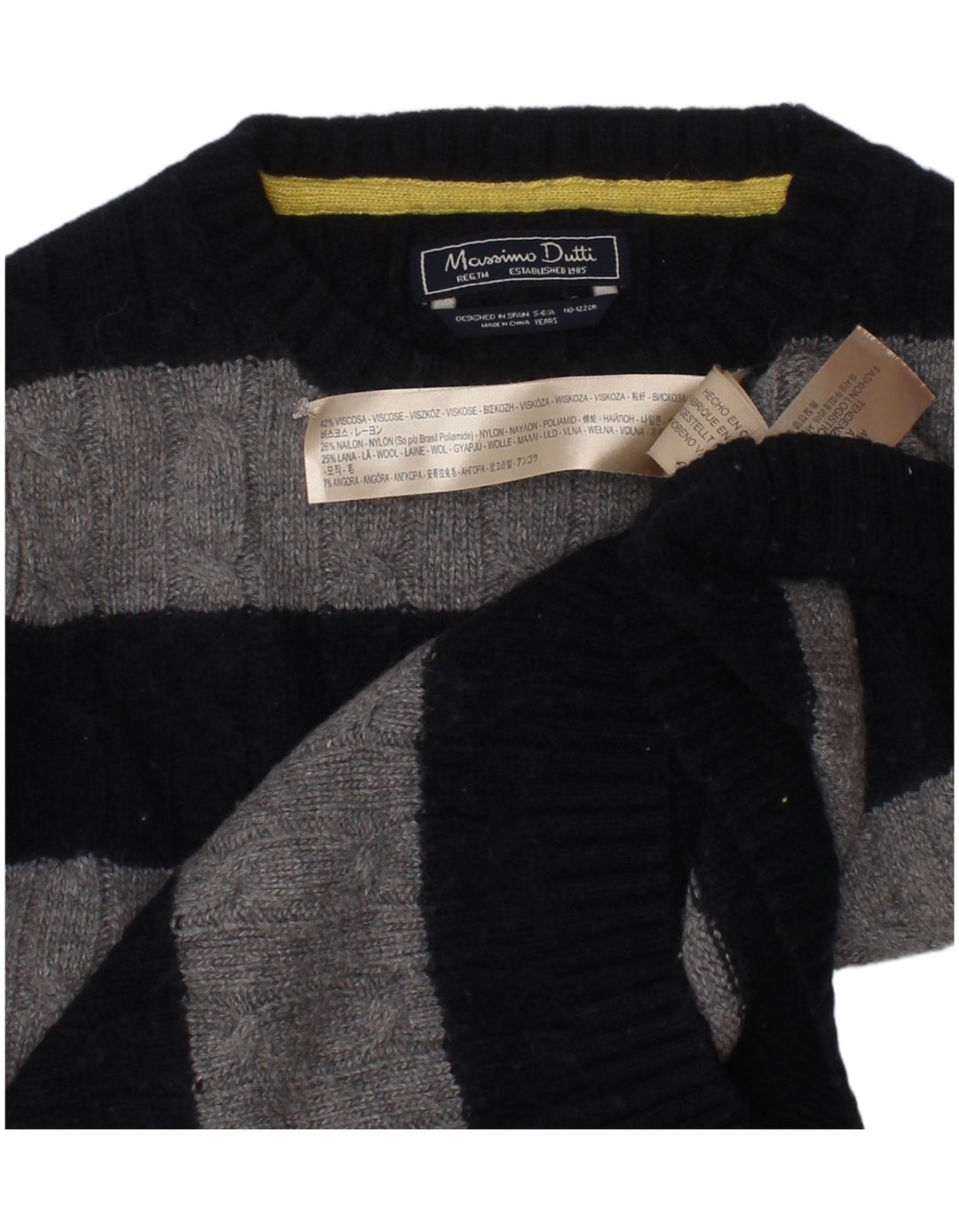 Massimo Dutti Pulover cu decolteu rotund pentru baieti 5-6 ani bleumarin cu dungi