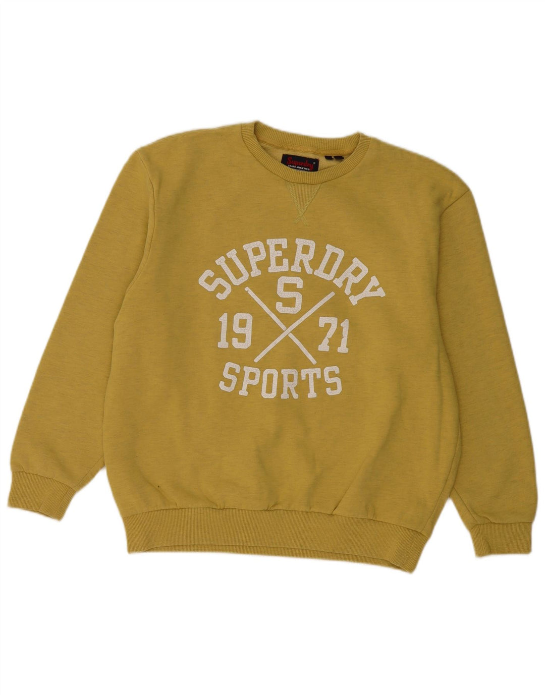 SUPERDRY Pulover cu grafic pentru femei UK 12 Medium Yellow Flecked