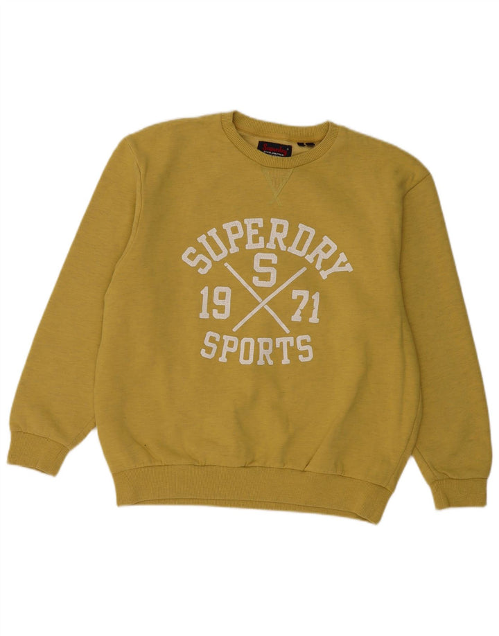 SUPERDRY Pulover cu grafic pentru femei UK 12 Medium Yellow Flecked