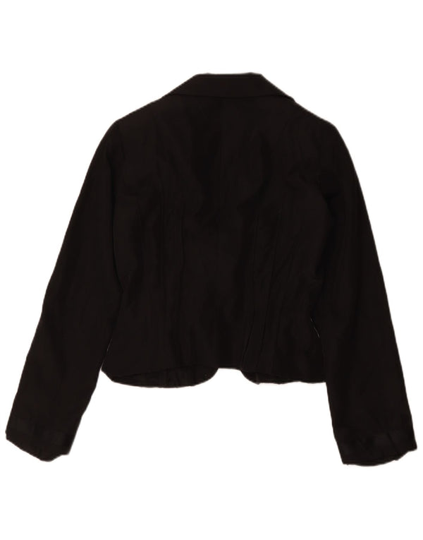 Jachetă Vintage pentru femei Crop 1 Button Blazer IT 42 Medium Black Acetat