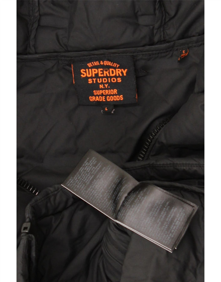 Jachetă căptușită cu glugă Superdry pentru bărbați UK 40 Poliester negru mare
