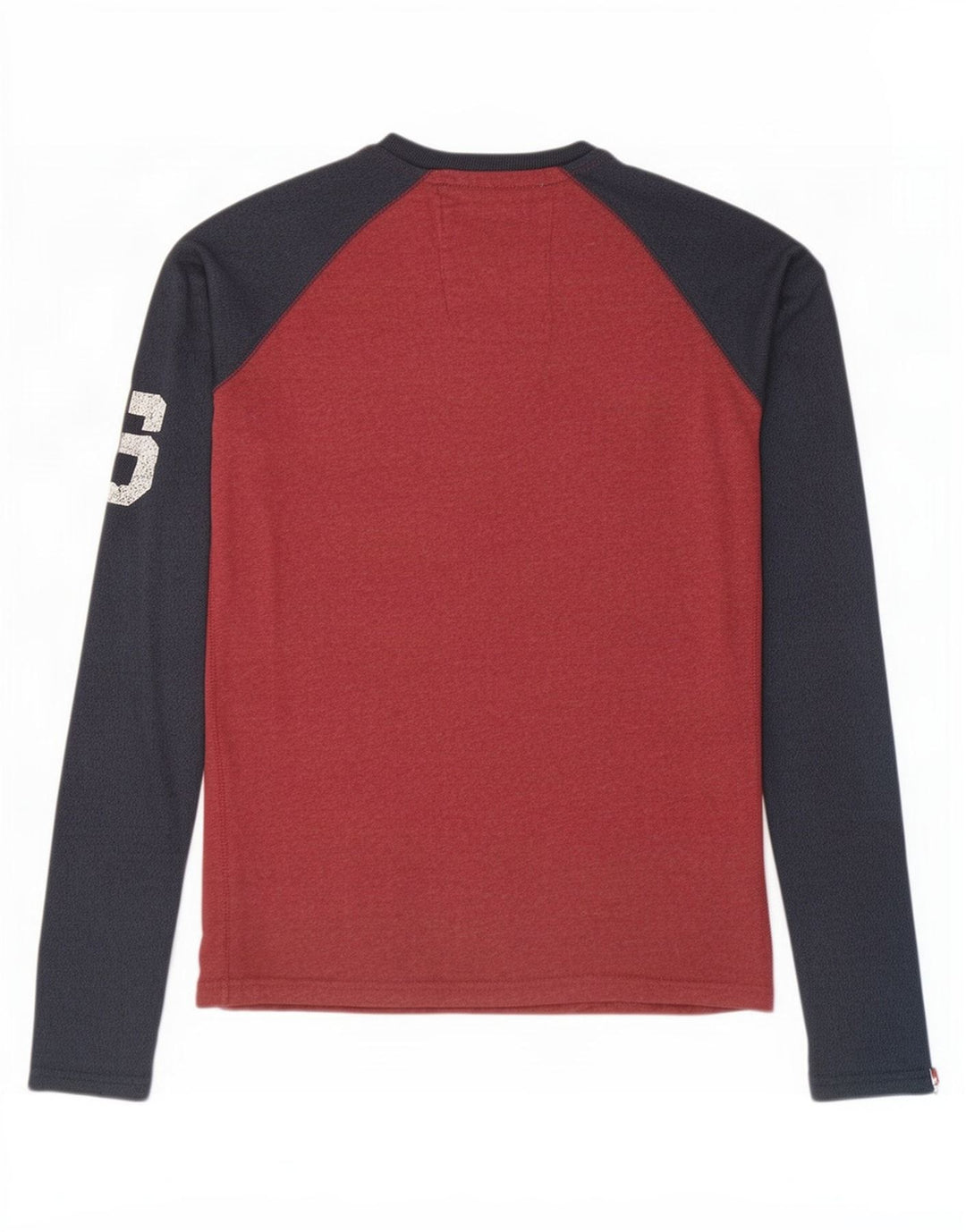 Top grafic pentru bărbați Superdry cu mânecă lungă, roșu mediu, bumbac color bloc