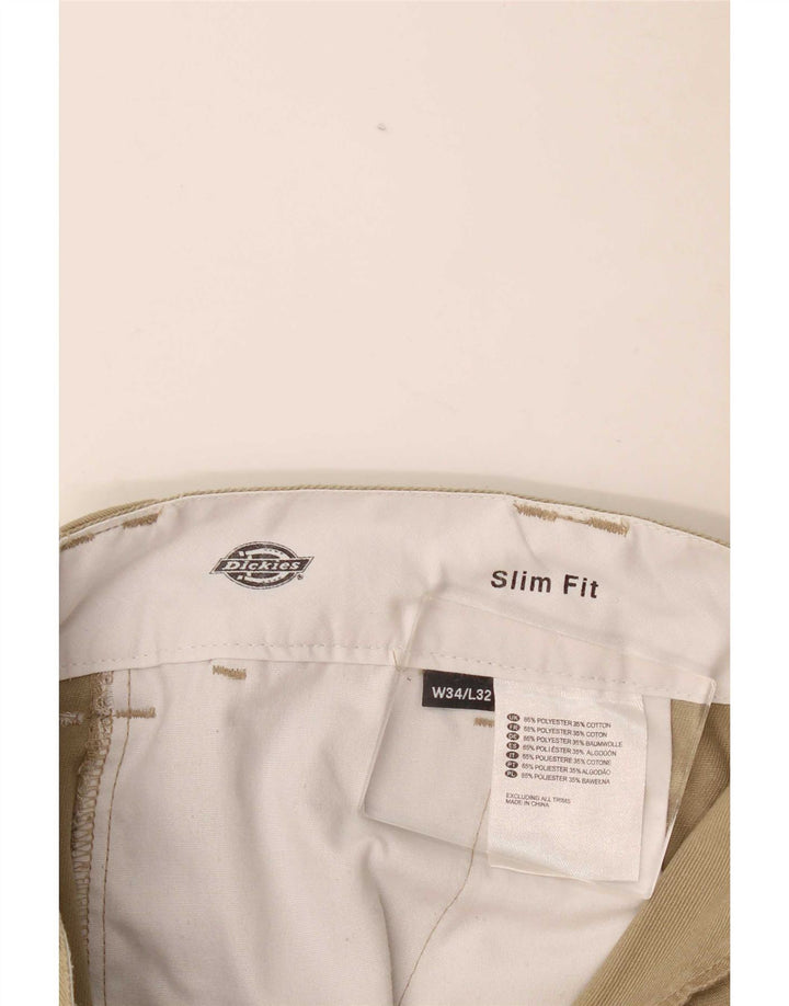 Pantaloni chino slim pentru bărbați Dickies L34 L32 Kaki Poliester