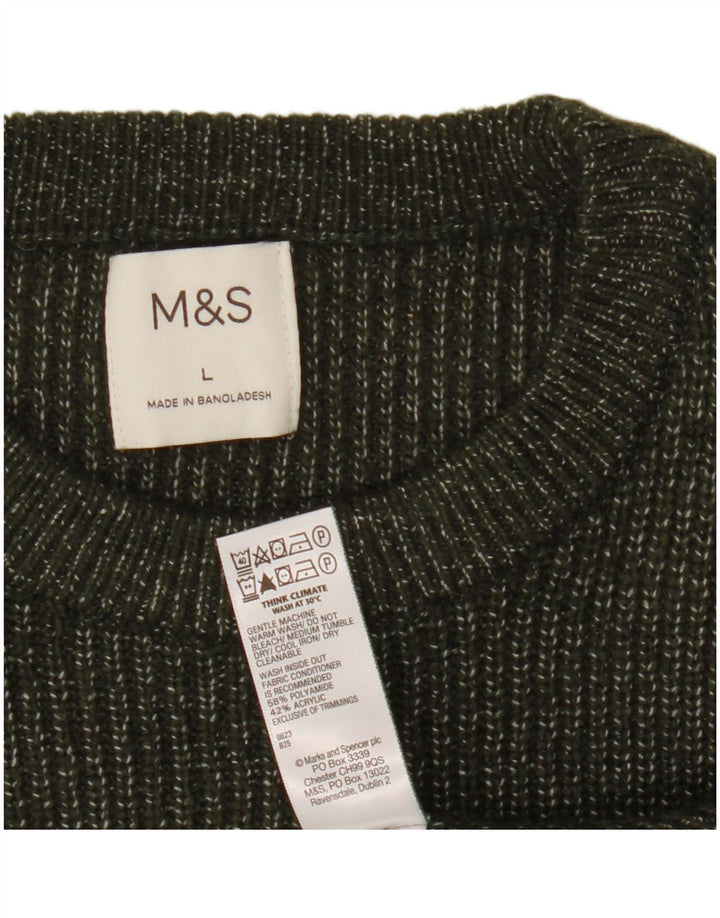 Pulover pentru bărbați Marks & Spencer, cu gât crew, poliamidă mare kaki