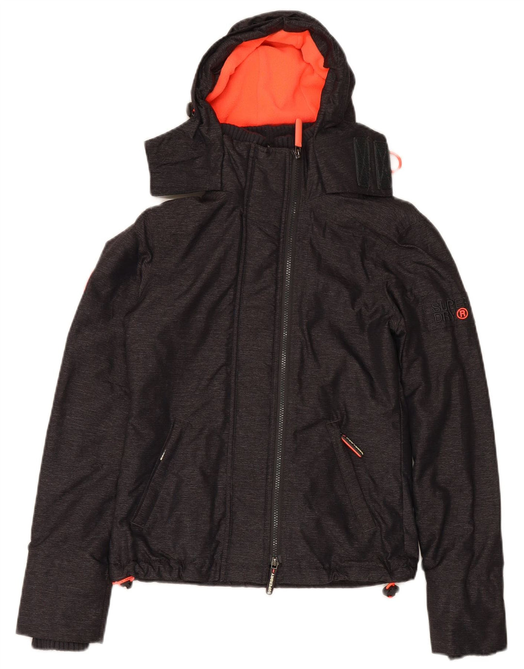 SUPERDRY Womens Hooded Windbreaker Jacket UK 2 2XS Grey Nylon