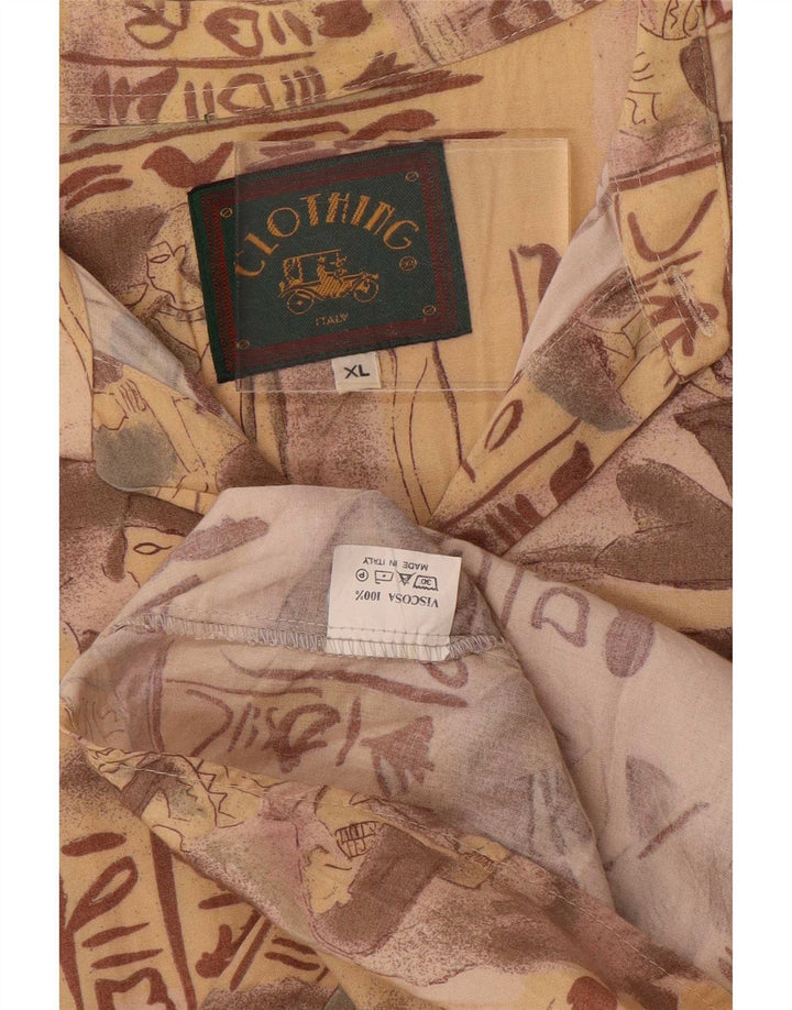 Cămașă cu grafică vintage pentru bărbați XL Bej Viscoză