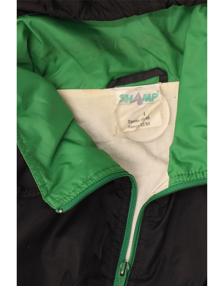 SHAMP Jachetă de ploaie cu glugă pentru bărbați UK 40, mare, neagră, poliamidă color bloc