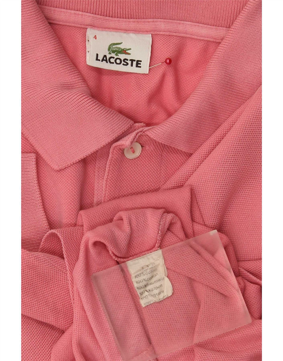 Tricou polo Lacoste pentru bărbați, mărimea 4, bumbac roz mediu