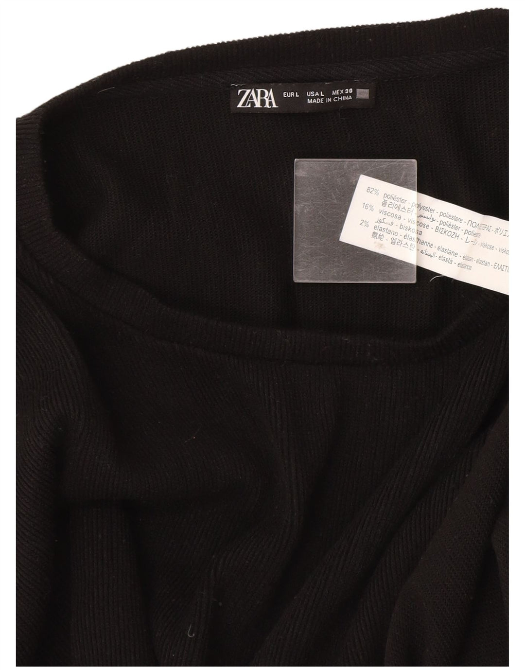 Pulover pentru femei Zara, cu gât de barcă, UK 16 Poliester negru mare