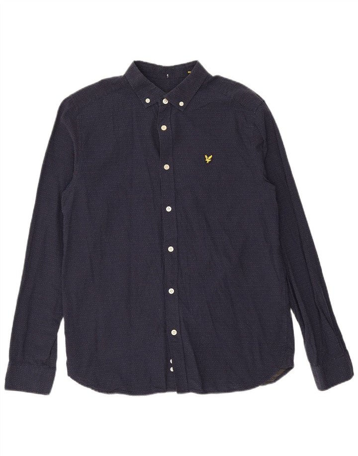 Cămașă pentru bărbați LYLE & SCOTT, bumbac cu pete, albastru bleumarin mediu