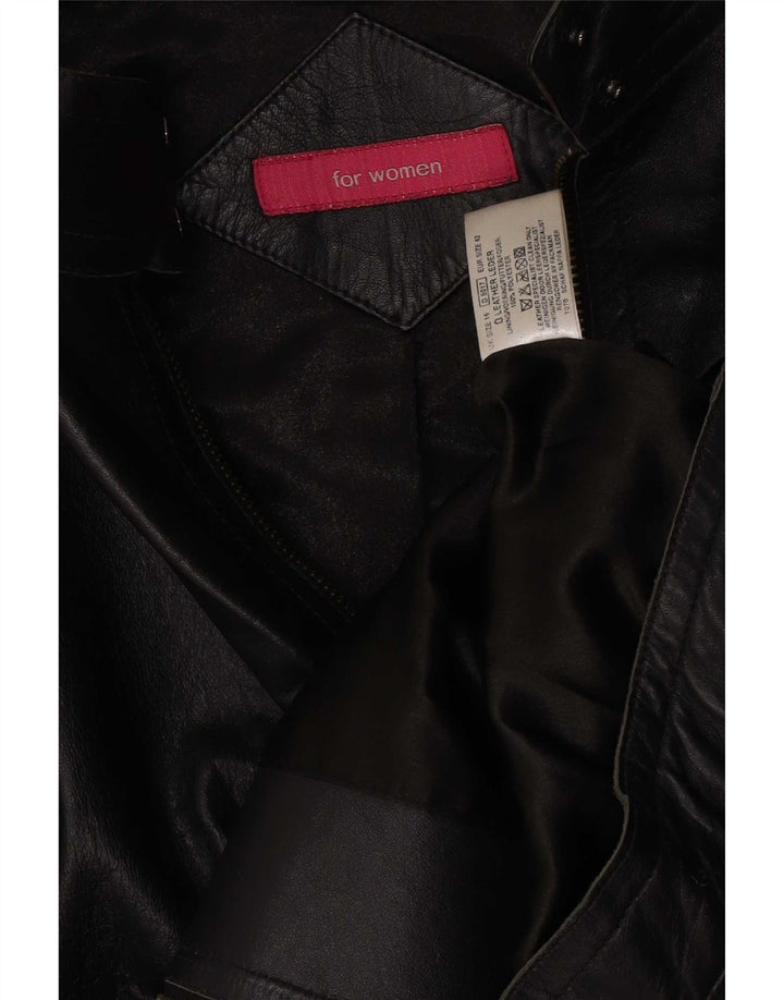 Jachetă de piele vintage pentru femei UK 16 Large Black