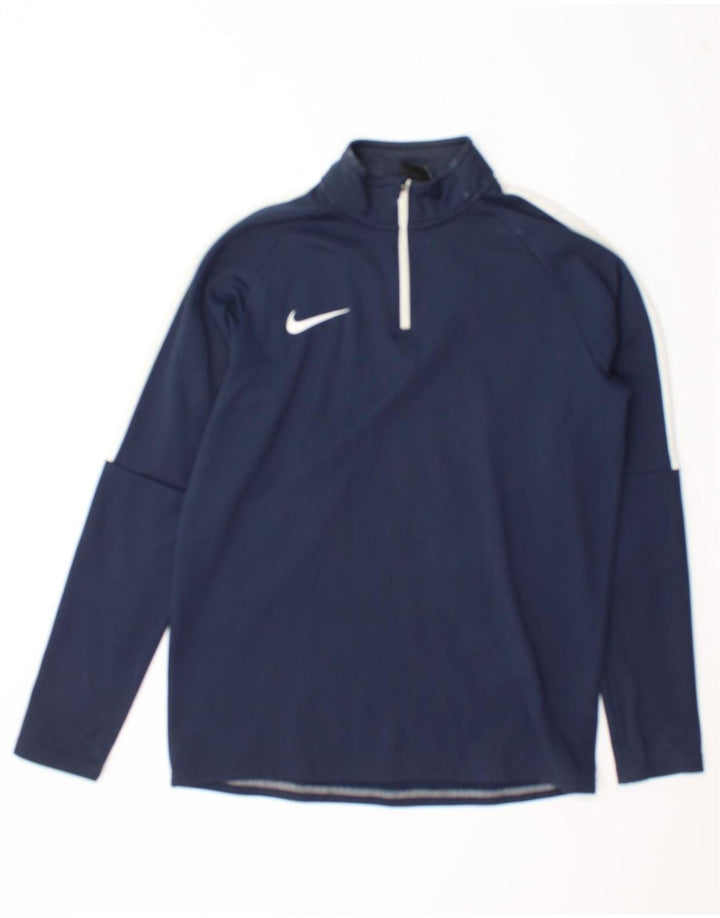 Top cu mânecă lungă pentru bărbați Dri Fit Dri Fit, cu fermoar, albastru bleumarin, color block