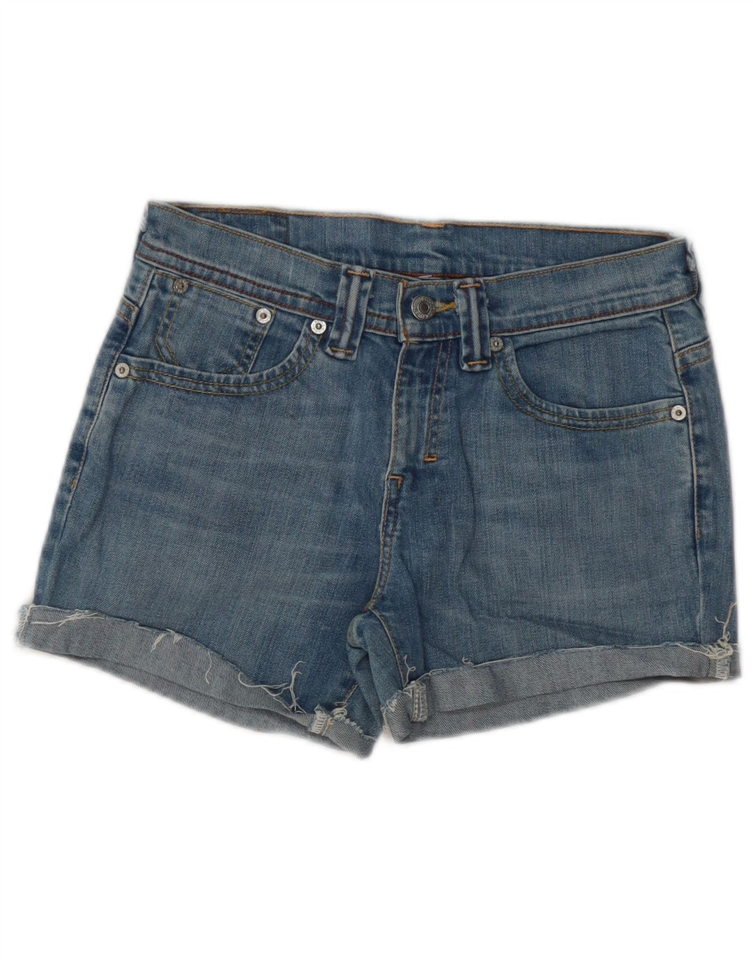 Pantaloni scurți din blugi pentru femei LEVI'S W28, bumbac albastru mediu