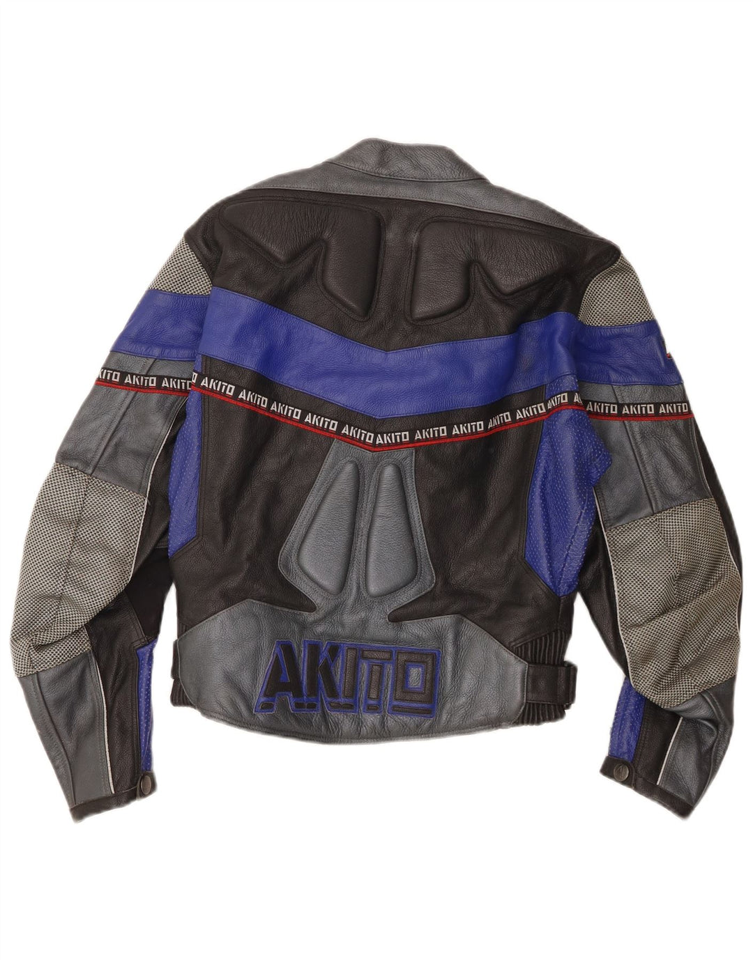 Jachetă de curse din piele cu grafică pentru femei Akito UK 12 Medium Black Colorblock